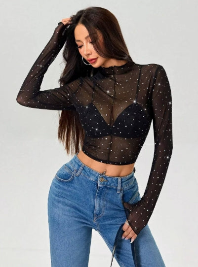 Stardom-Mesh Crop Top